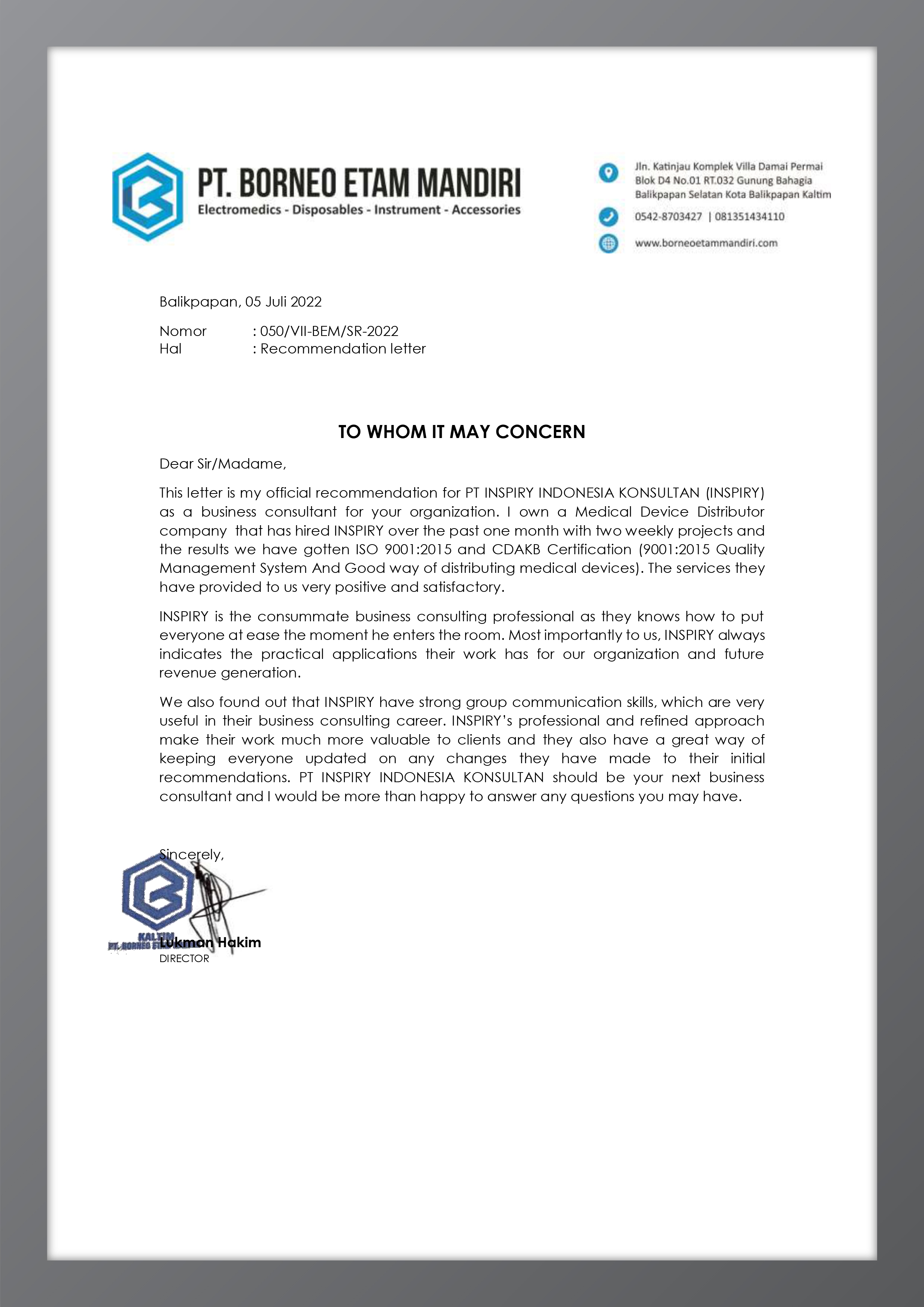 Recommendation Letter 1