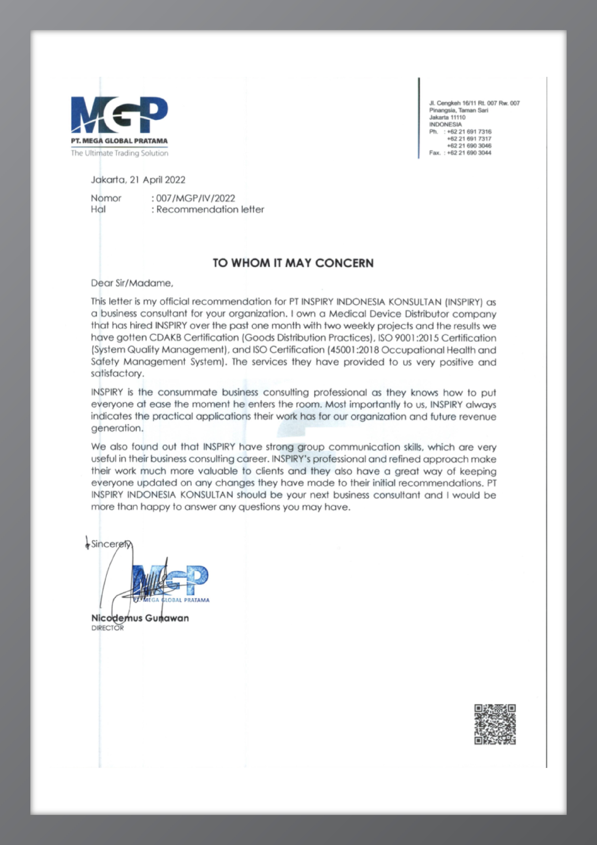 Recommendation Letter 10