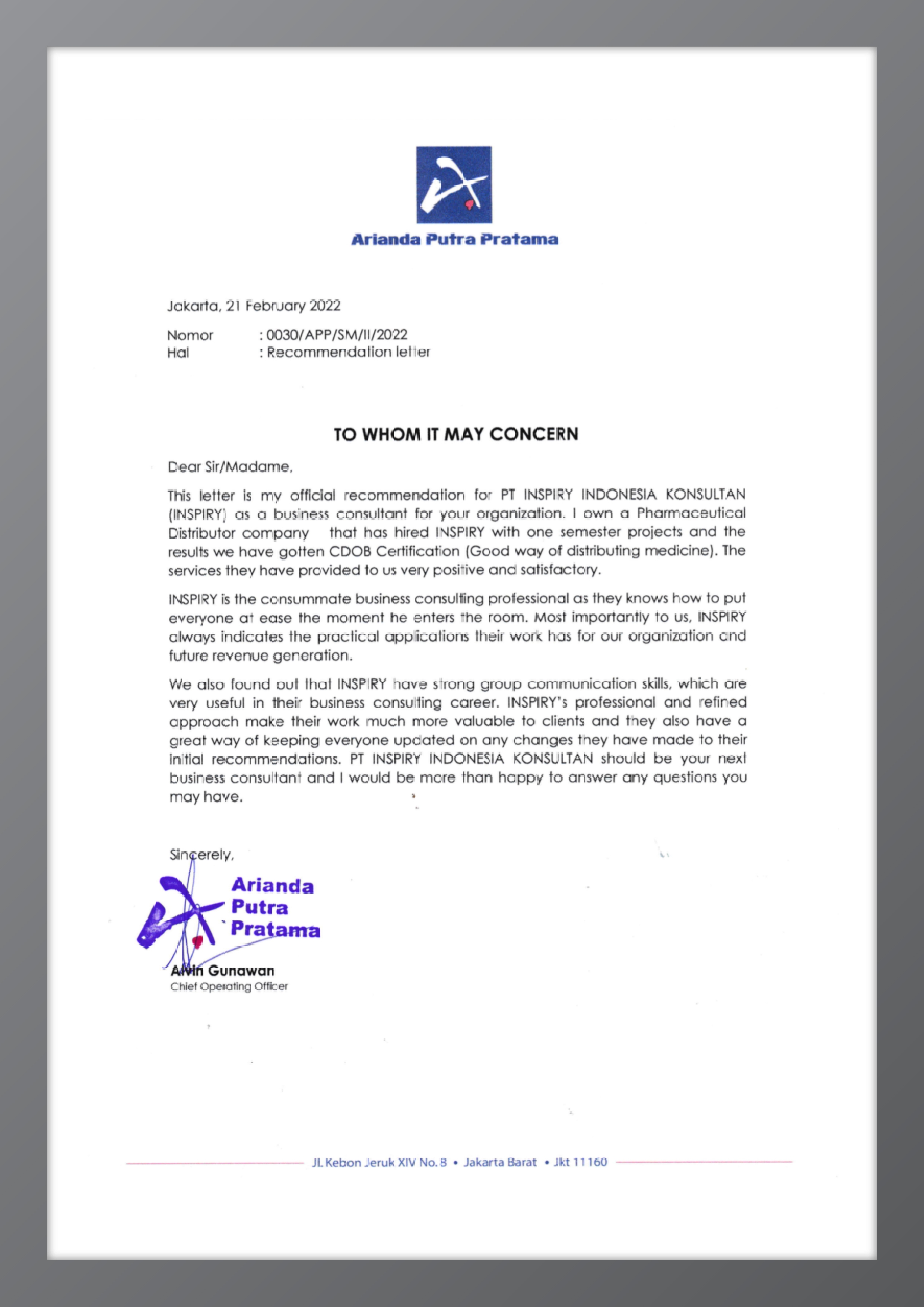 Recommendation Letter 12