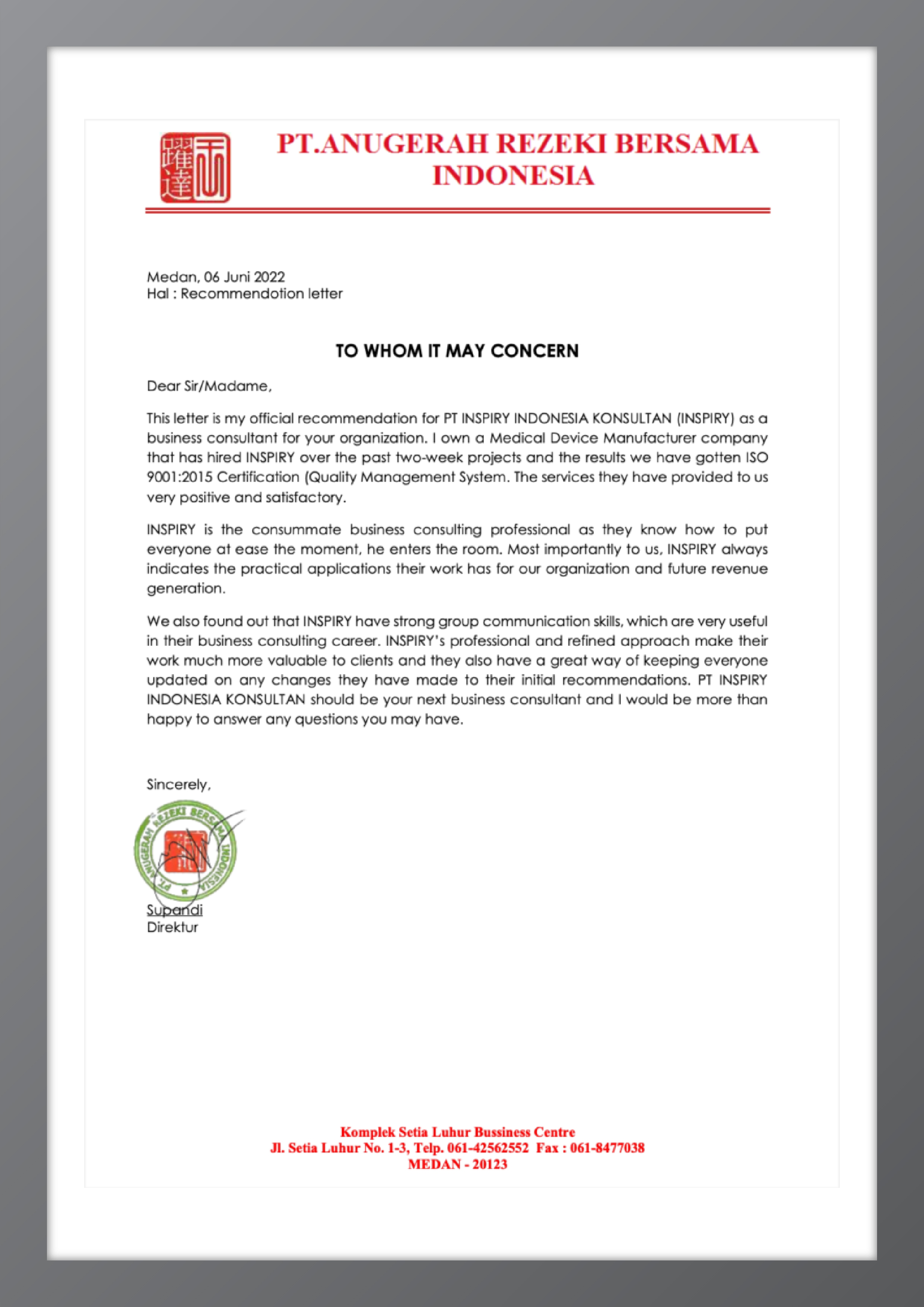 Recommendation Letter 13