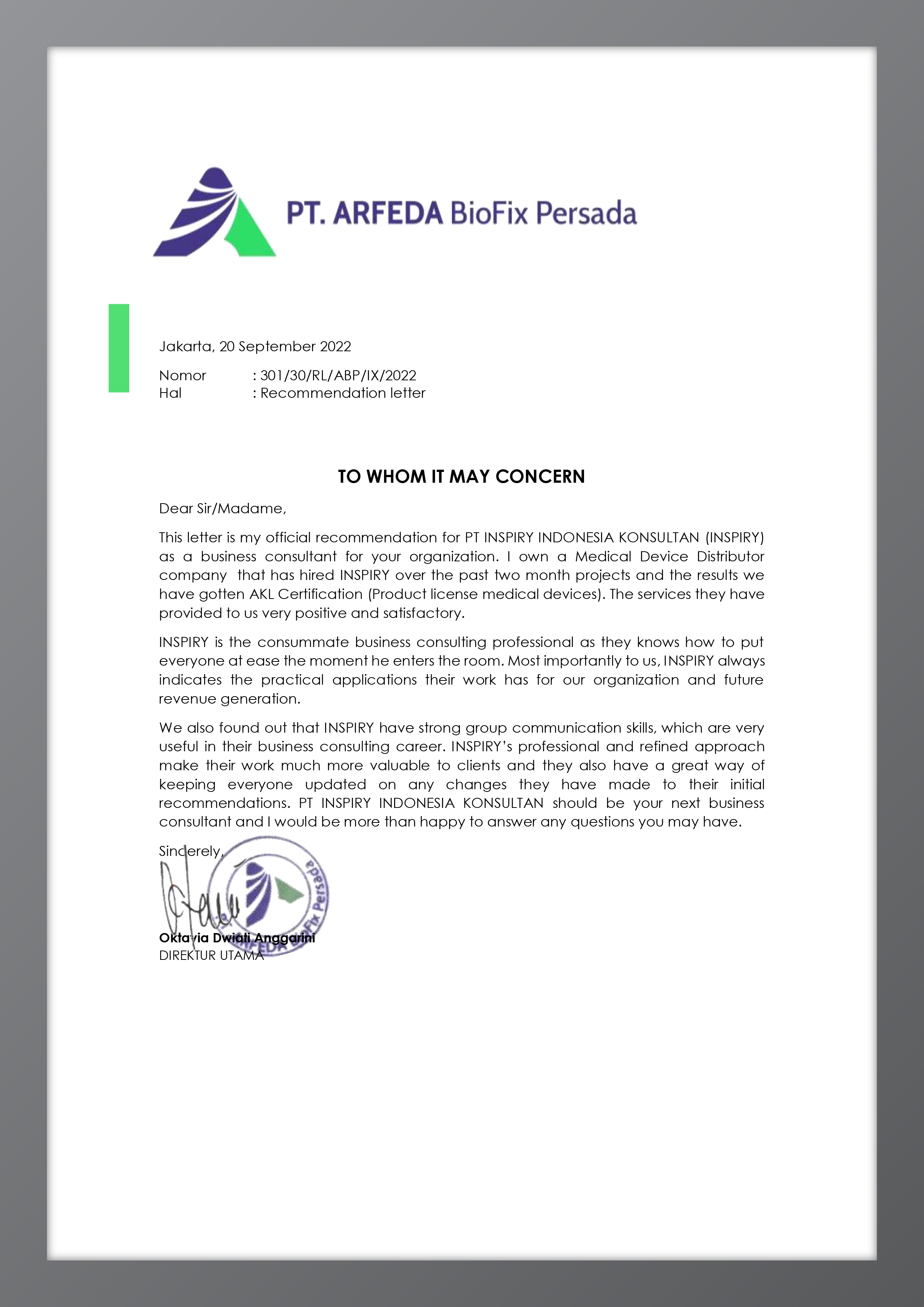 Recommendation Letter 2