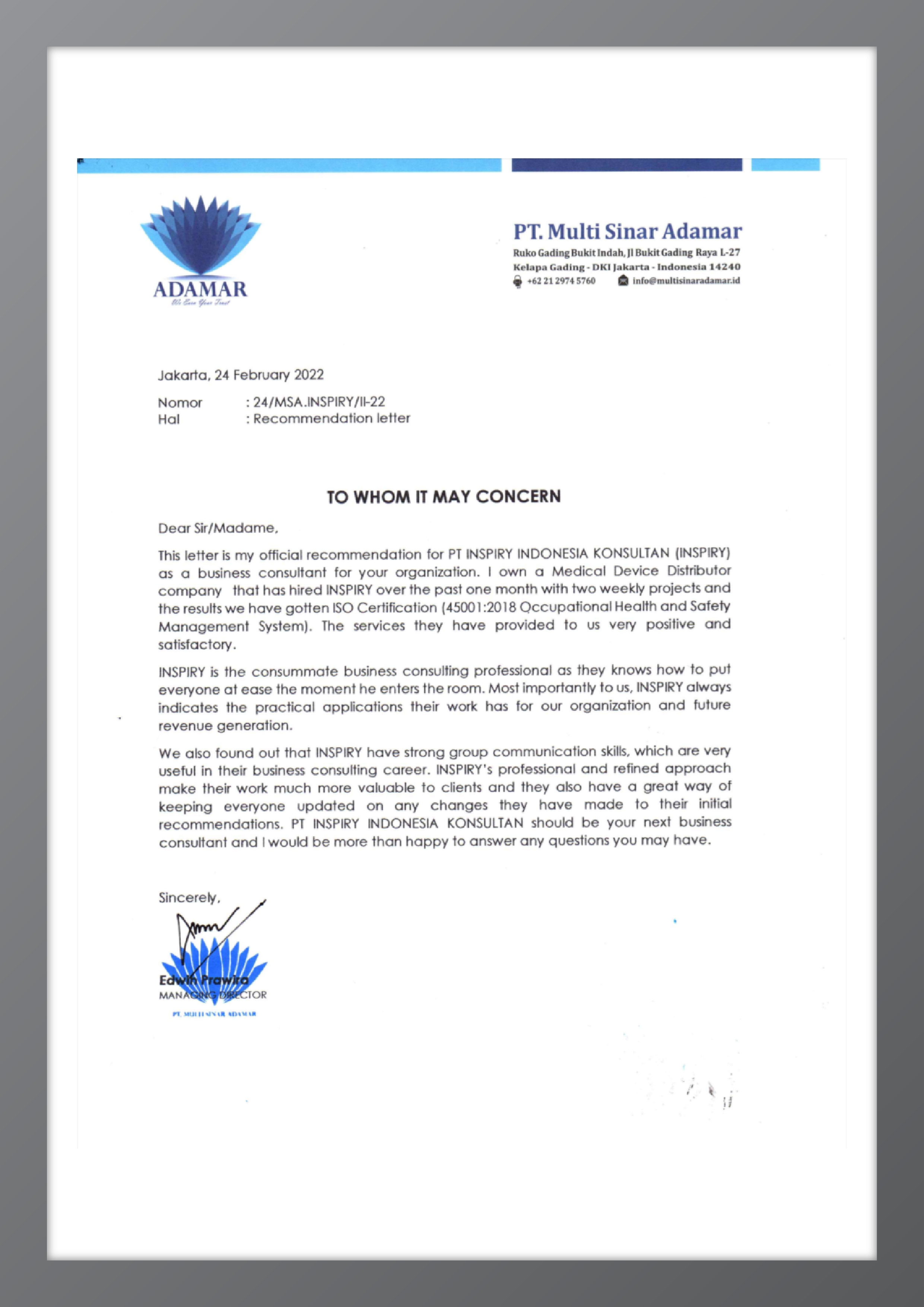 Recommendation Letter 7