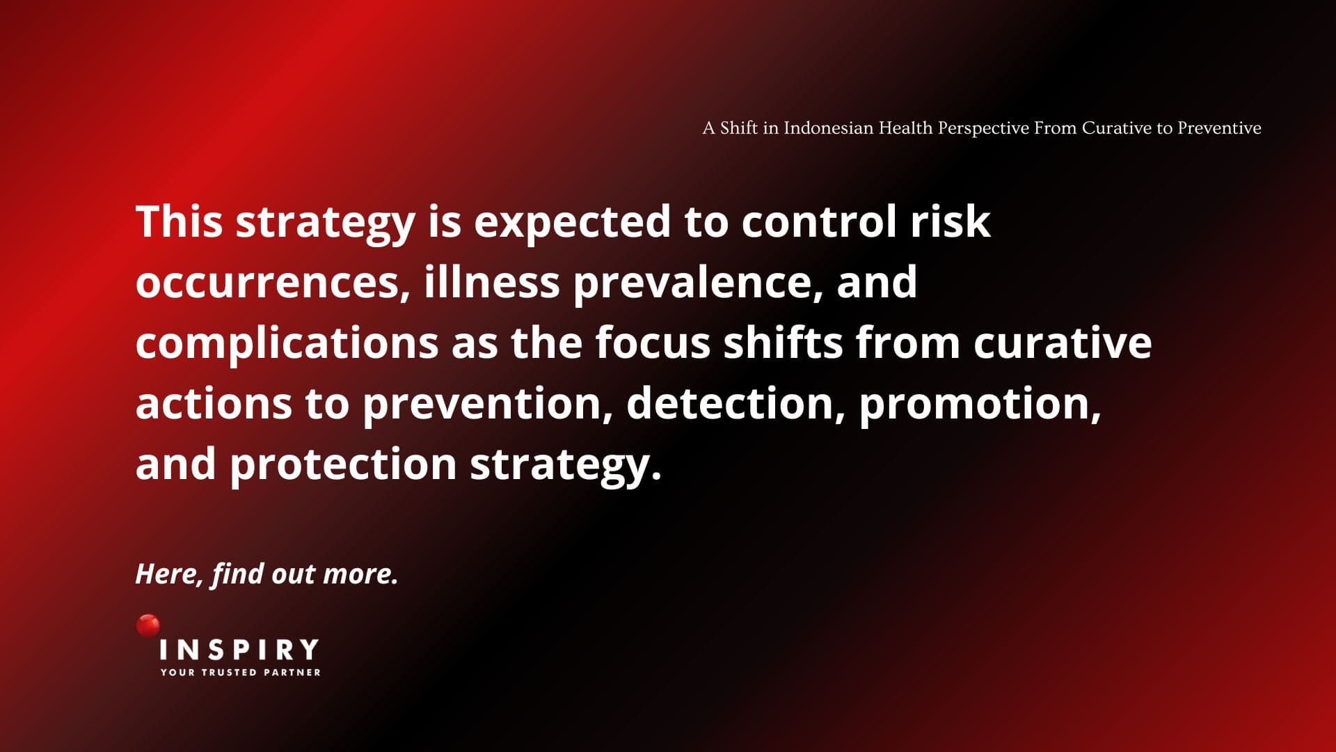 A Shift in Indonesian Health Perspective From Curative to Preventive